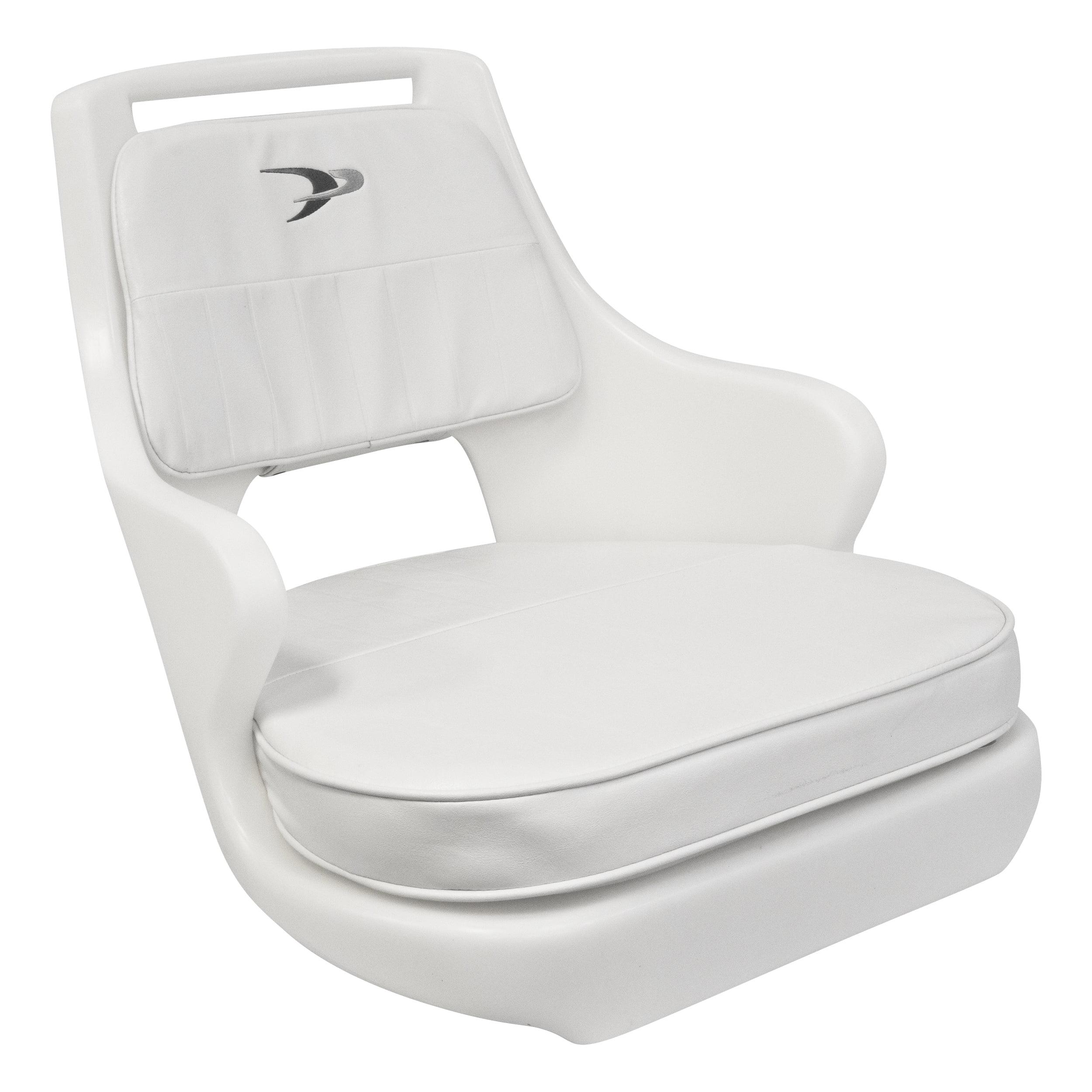 Compact Offshore Fishing Boat Pilot Chair with Cushioned Seat, White