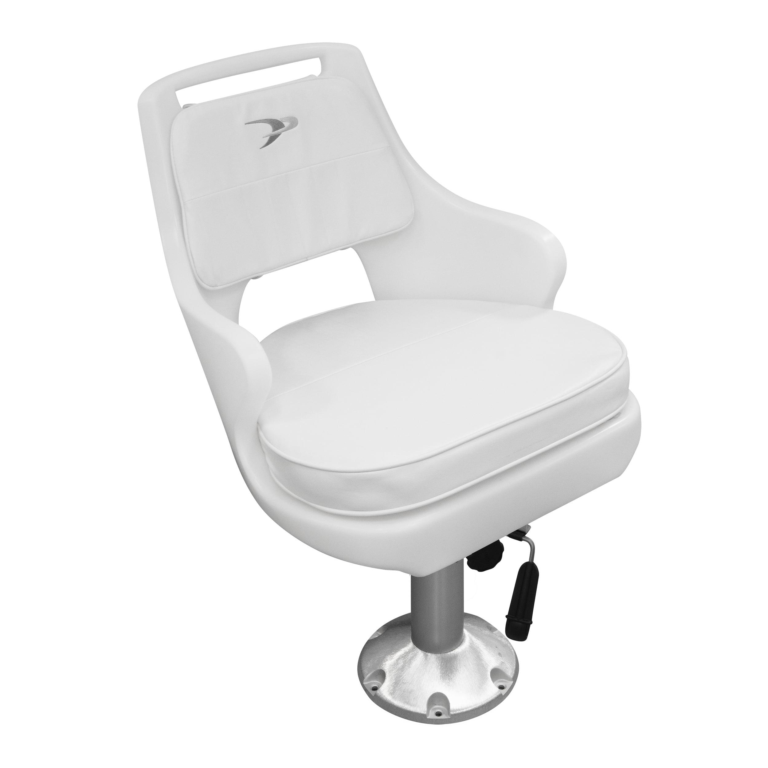 White Vinyl Mesh Marine Pilot Chair with Adjustable Pedestal