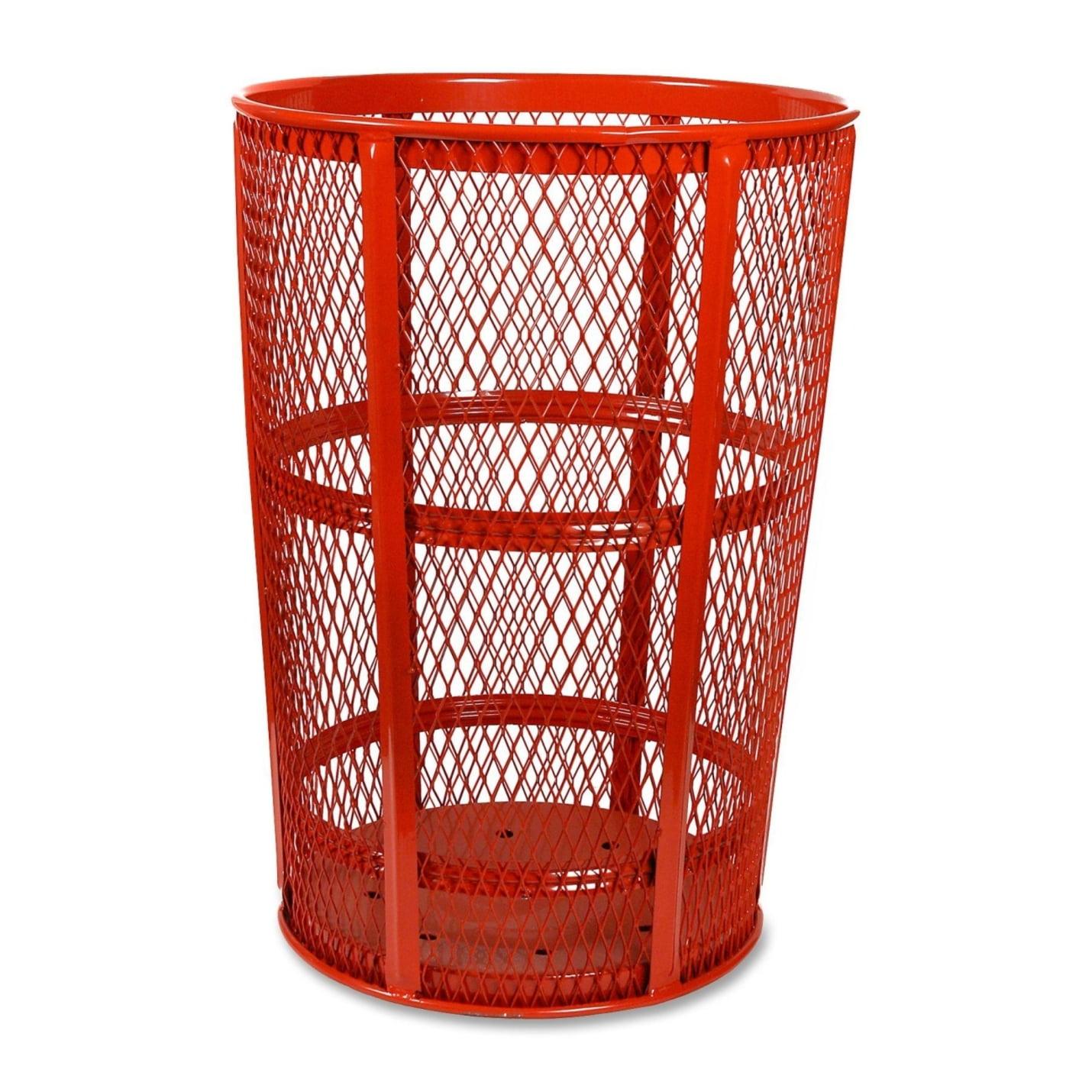 Red Galvanized Steel Outdoor Trash Can - 48 Gallons