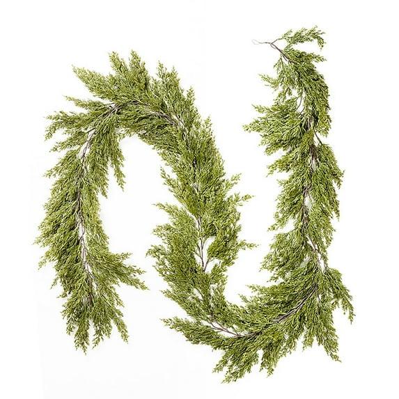 Wldoasz 6FT Artificial Cliff Cedar Garlands, Real Touch Winter Norfolk Pine Garland, Green Artificial Greenery Garland for Table, Mantle, Wall, Indoor, Outdoor Christmas Decorations