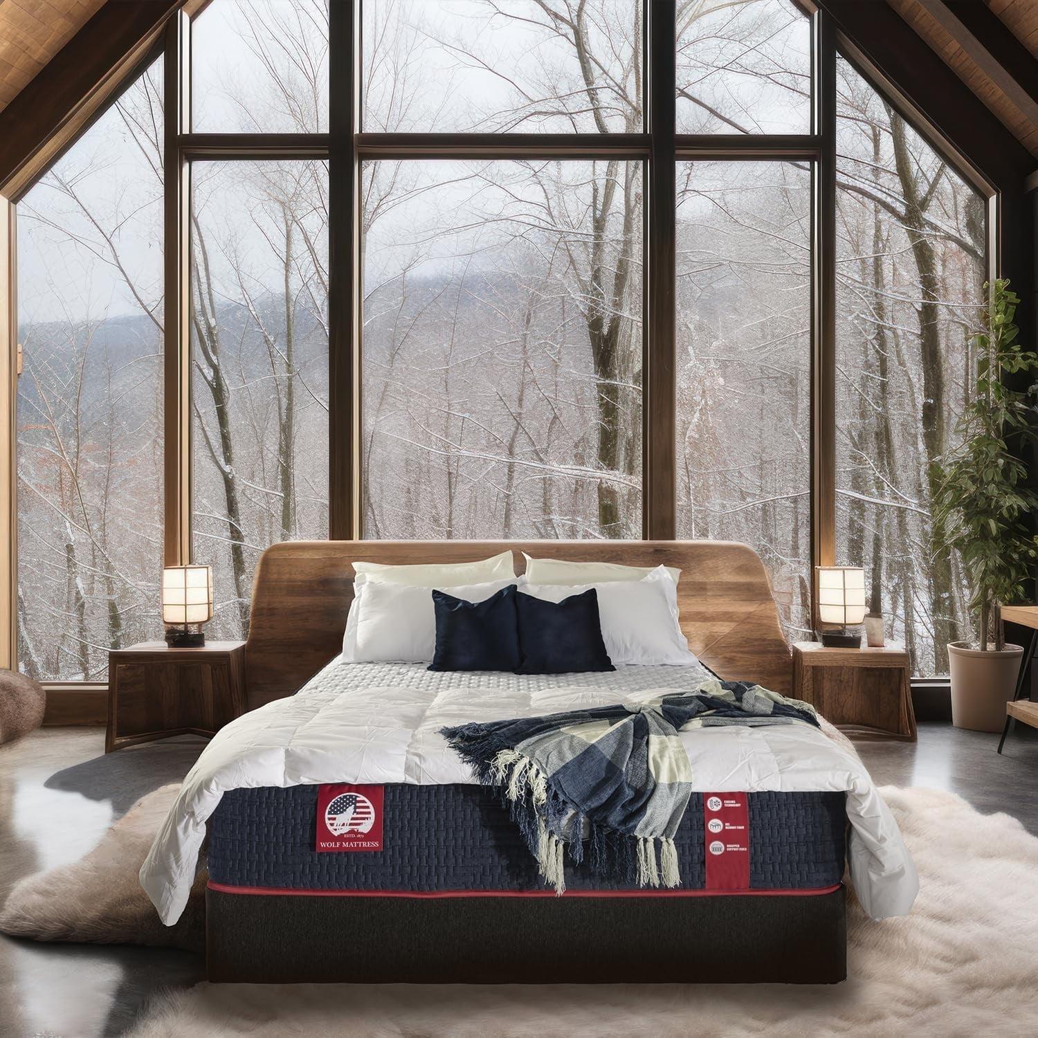 Wolf Queen Mattress - 12-Inch Medium Firm Memory Foam Hybrid Mattress with 7 Layers, Individually Wrapped Coil, Cooling Design, 101-Night Trial, Provides the Right Level of Comfort and Support