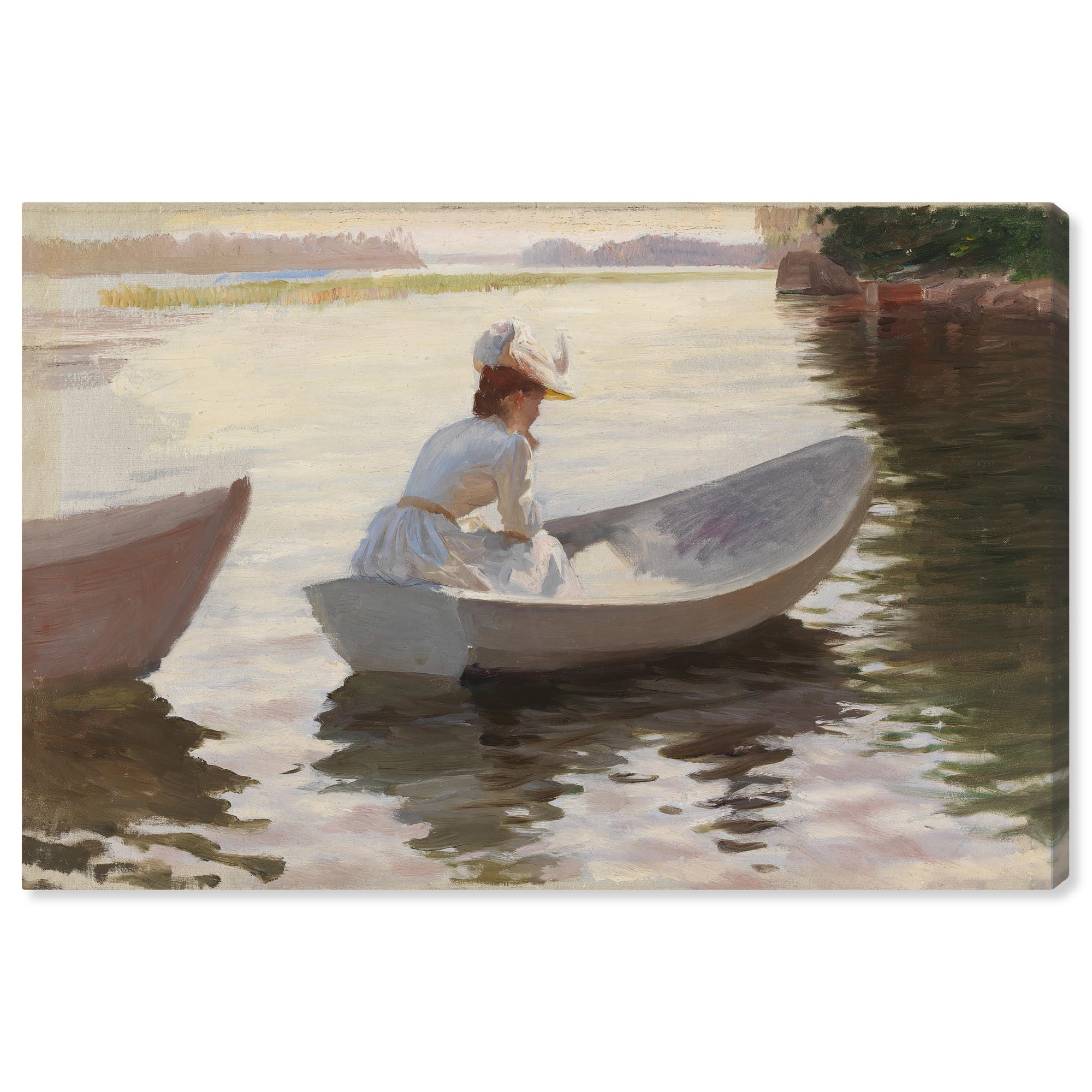 Art Remedy Woman in a Rowing Boat Canvas Classic Female Portraits by Art Remedy
