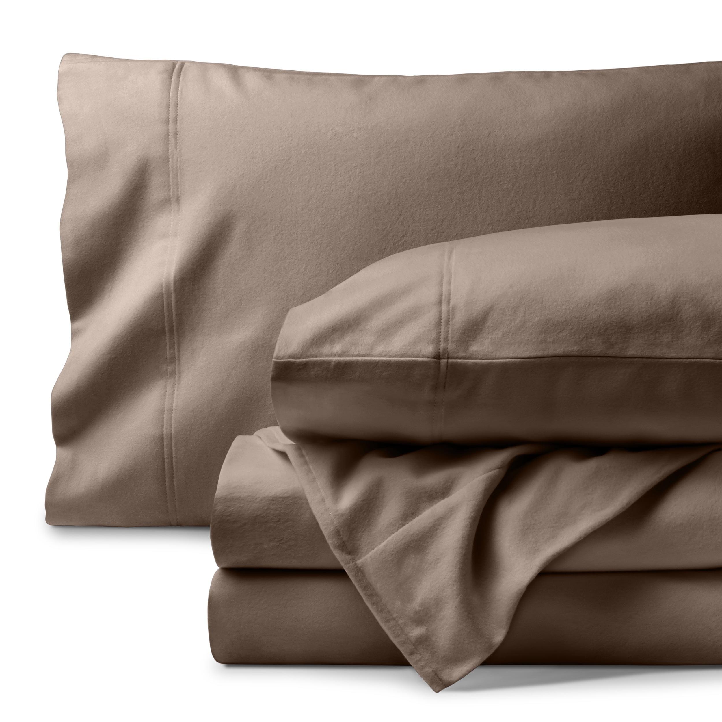 Taupe Organic Flannel Twin XL Sheet Set by Bare Home