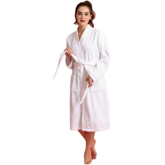 Ingobert Cotton Terry Cloth Mid-Calf Bathrobe with Pockets