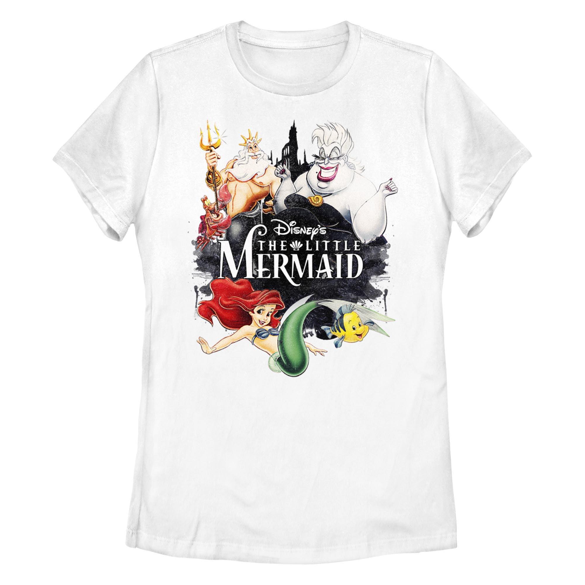 Women's The Little Mermaid Vintage Characters  T-Shirt - White - Small