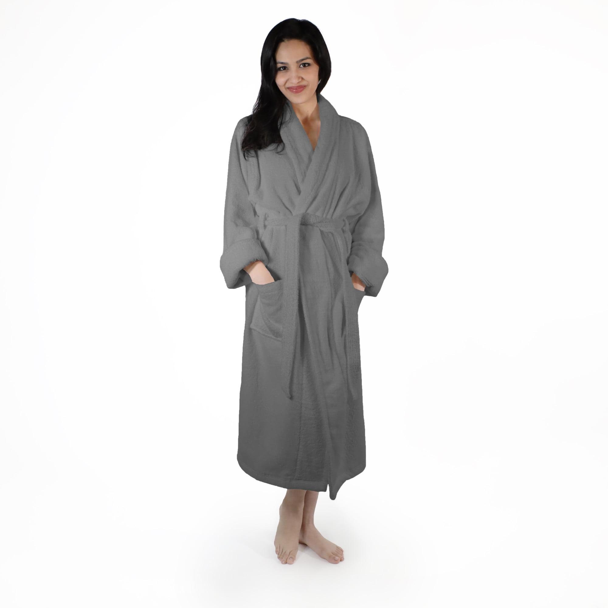 Mid-Calf 100% Turkish Cotton Terry Cloth Bathrobe with Pockets