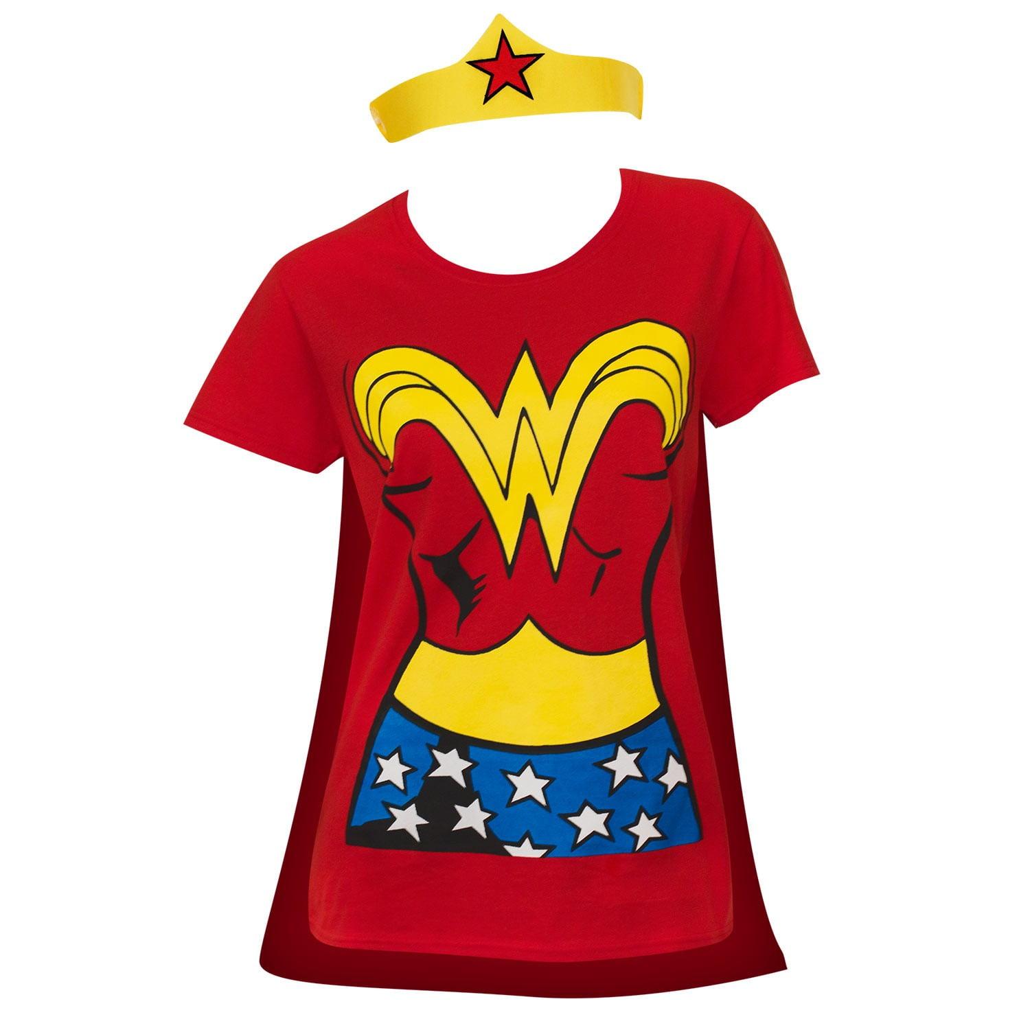 Women's XL Wonder Woman Costume Shirt with Cape