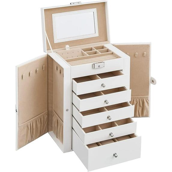 Wonderful Mirror Drawers Jewelry Boxes, White, 6.84 lbs