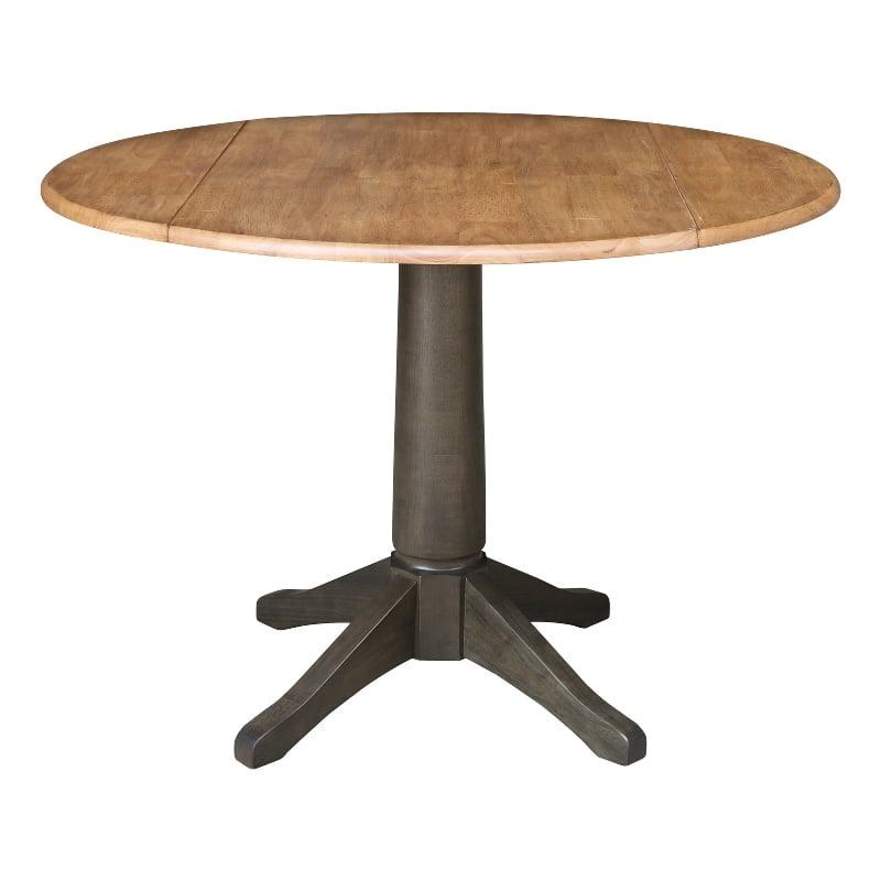 Classic 42" Round Hickory & Washed Coal Extendable Dining Table