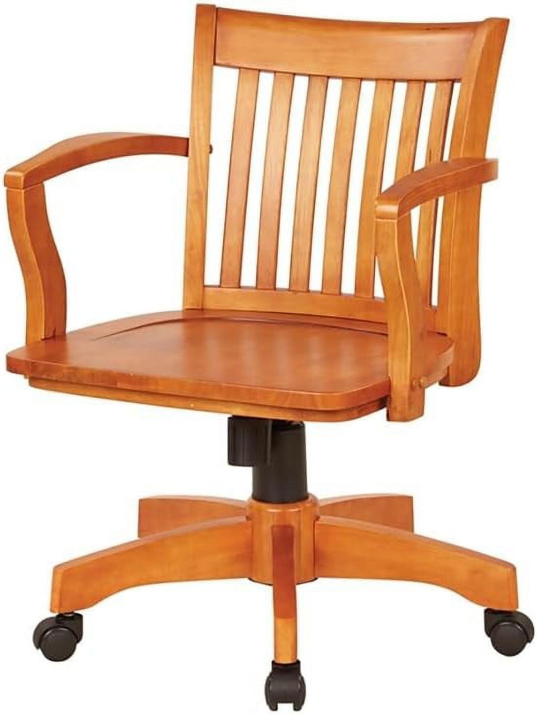 Fruitwood Traditional Office Chair with Adjustable Tilt and Wood Finish