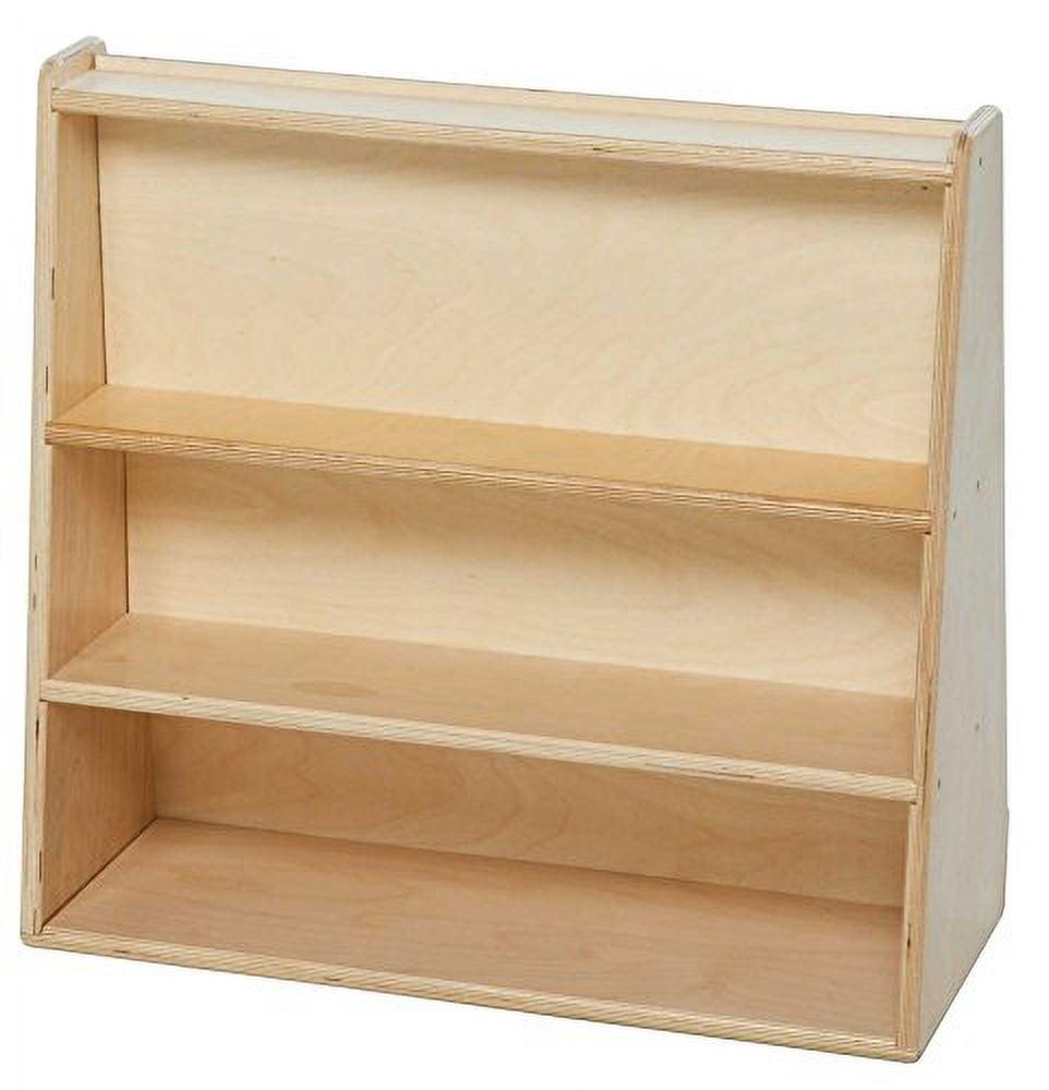 Natural Plywood Tot Size Book Display with Storage Shelves