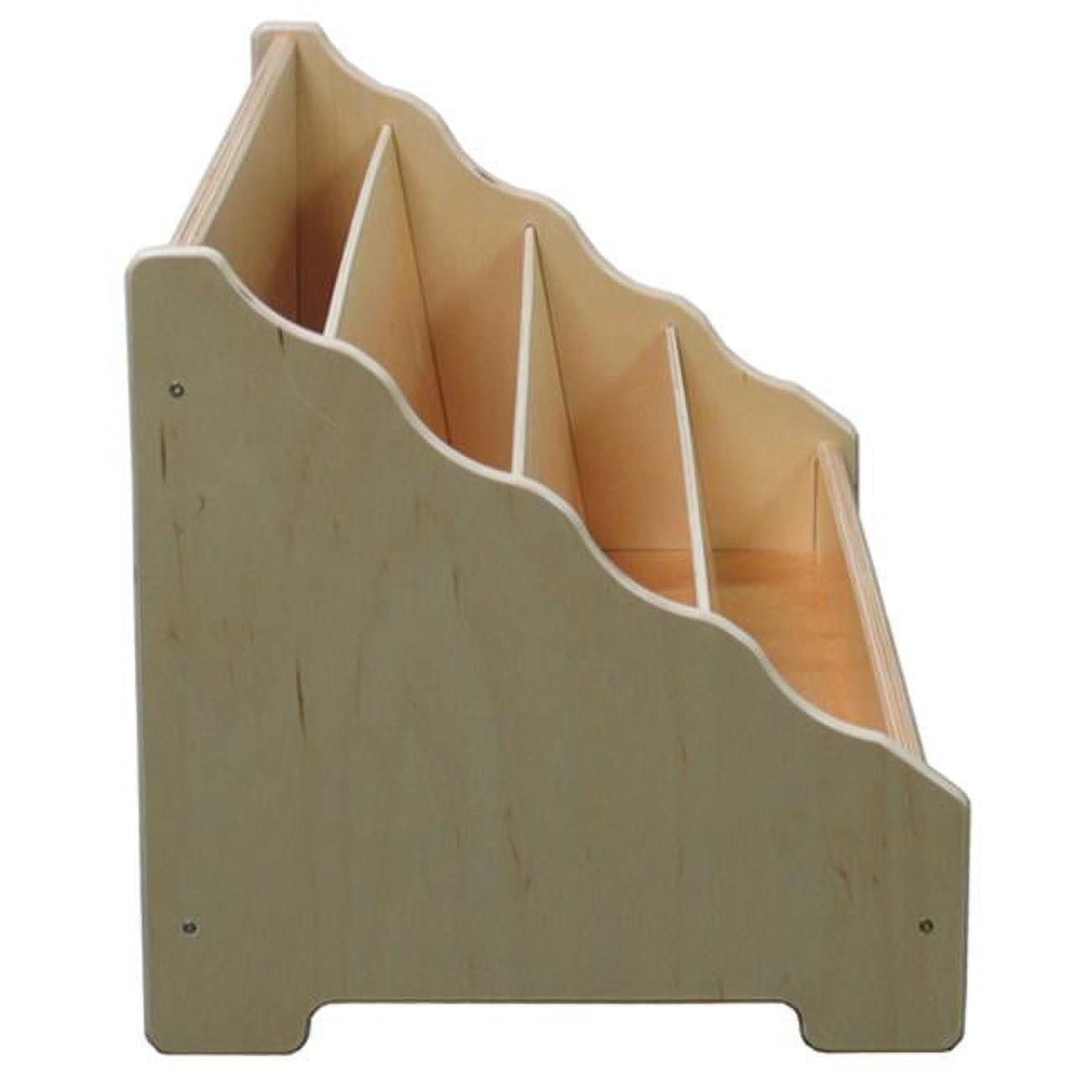 Beige Wood 4-Compartment Kids Book Display Stand