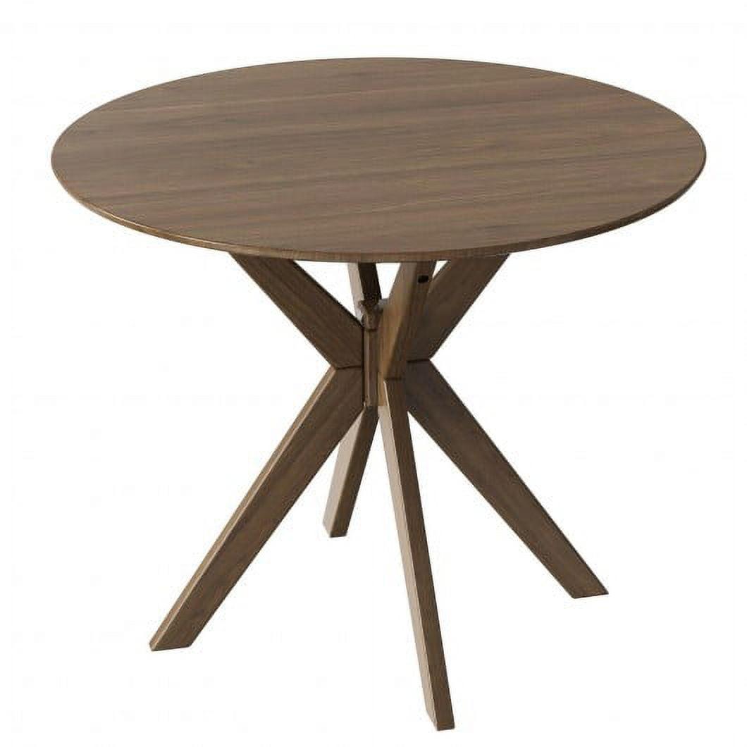Retro Walnut 36'' Round Wood Dining Table with X-Shaped Legs