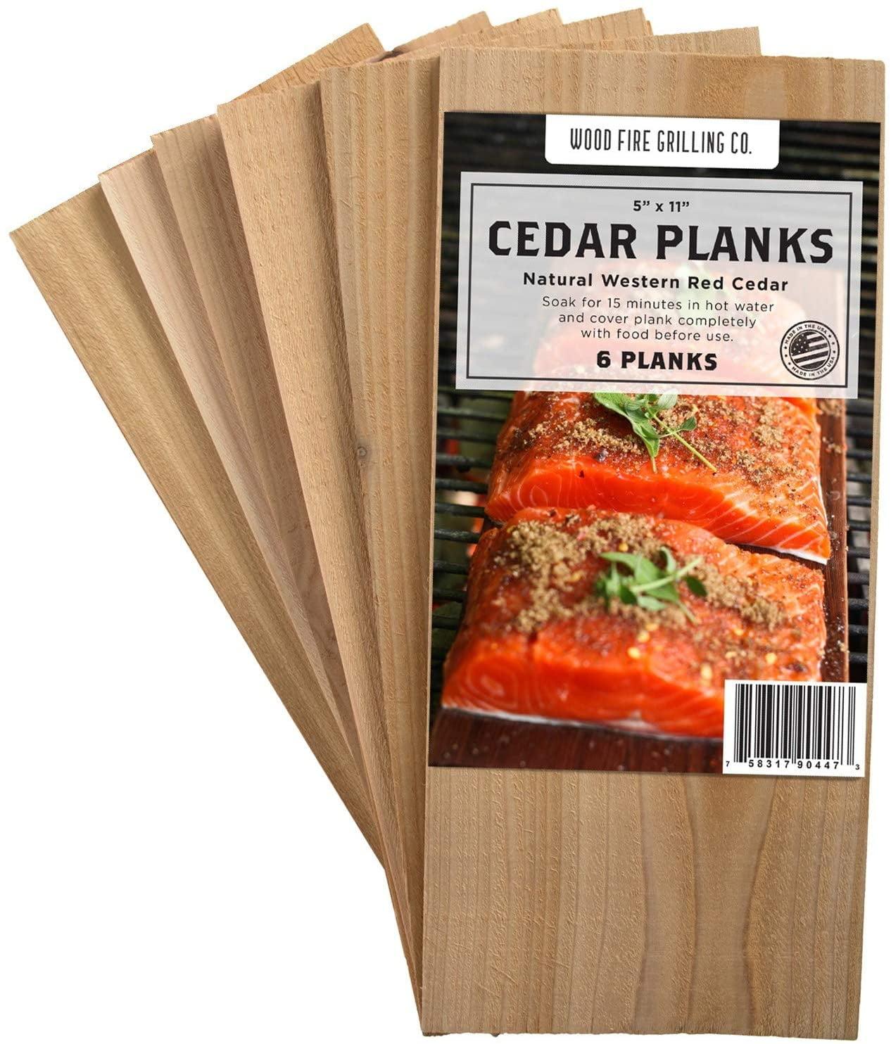 Wood Fire Grilling 5" x 11" x 6" Western Red Cedar Grilling Planks (6 Pack)