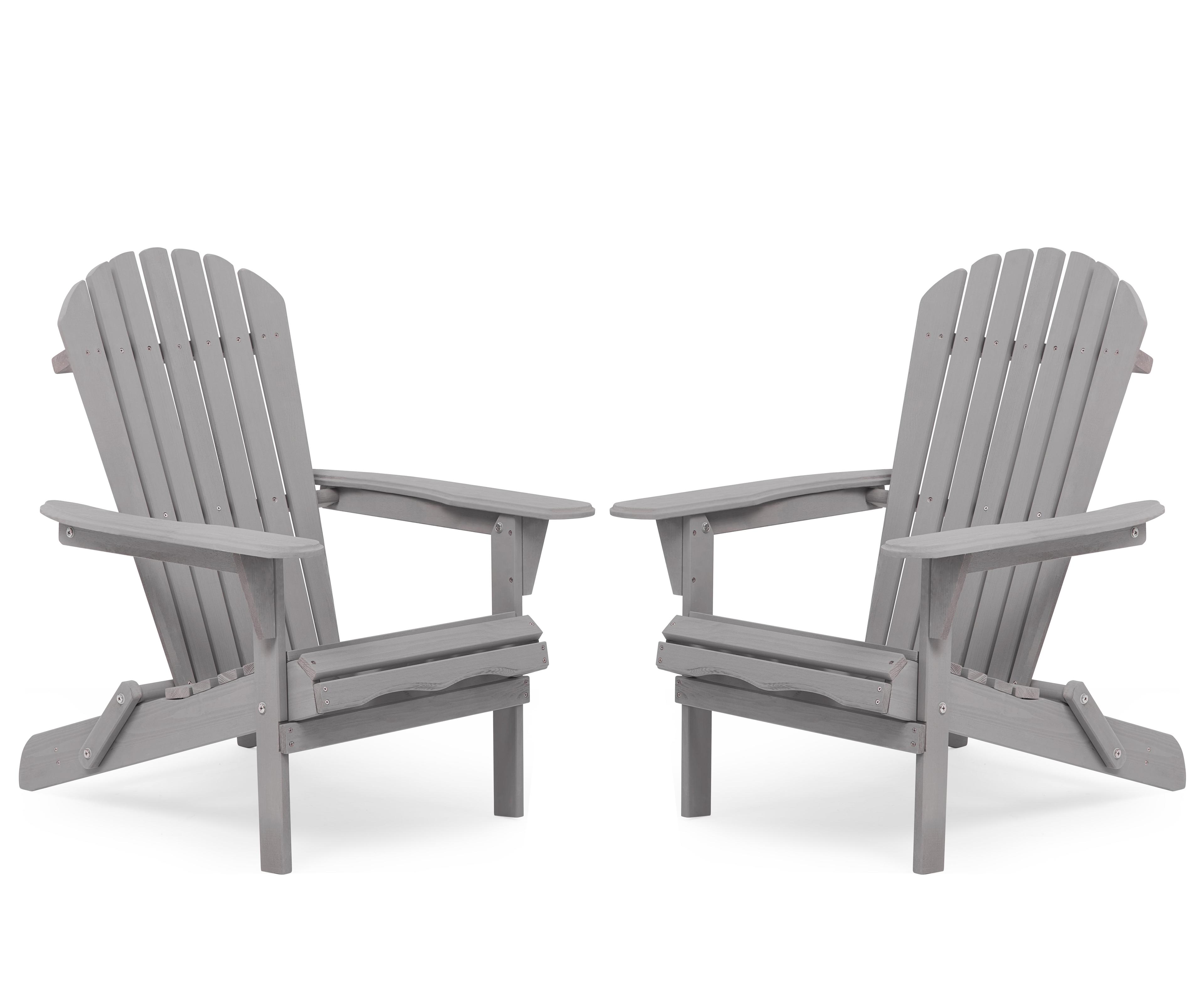 Gray Cedar Wood Folding Adirondack Chair Set of 2