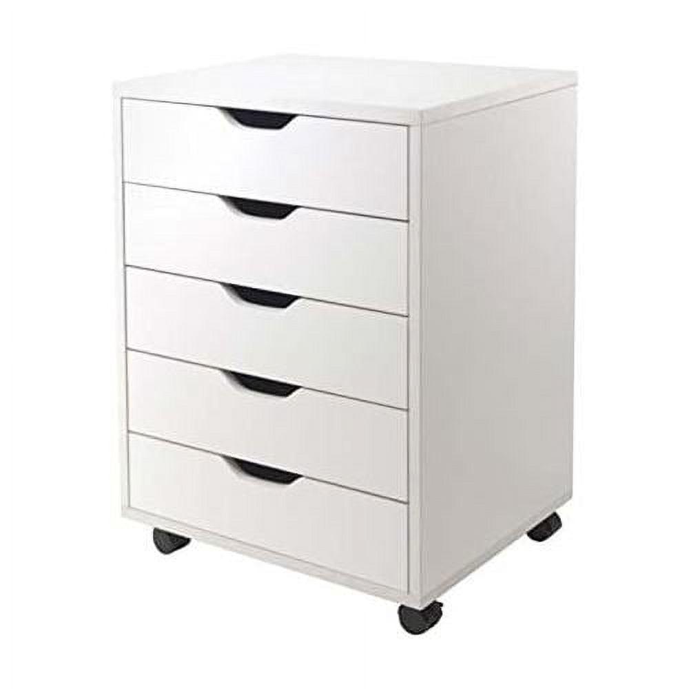 Halifax 5 Drawer Cabinet with Casters White - Winsome: Office Furniture Storage, Printer Stand