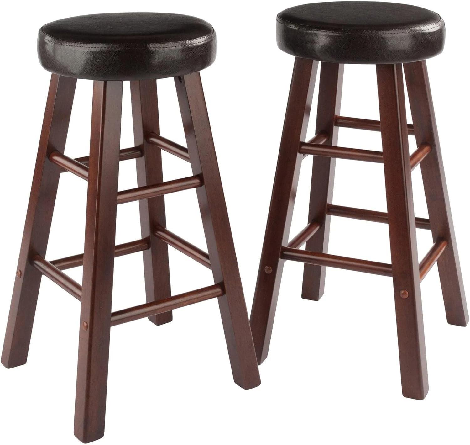 Transitional 25.5" Maria Counter Stool Set in Walnut & Espresso