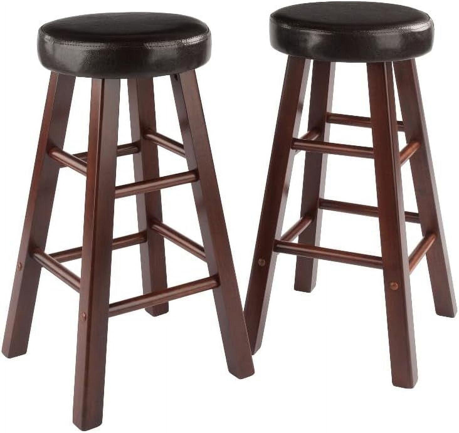 24" 2pc Maria Cushioned Counter Height Barstools Walnut/Espresso - Winsome: Faux Leather, Solid Wood Frame, Footrests