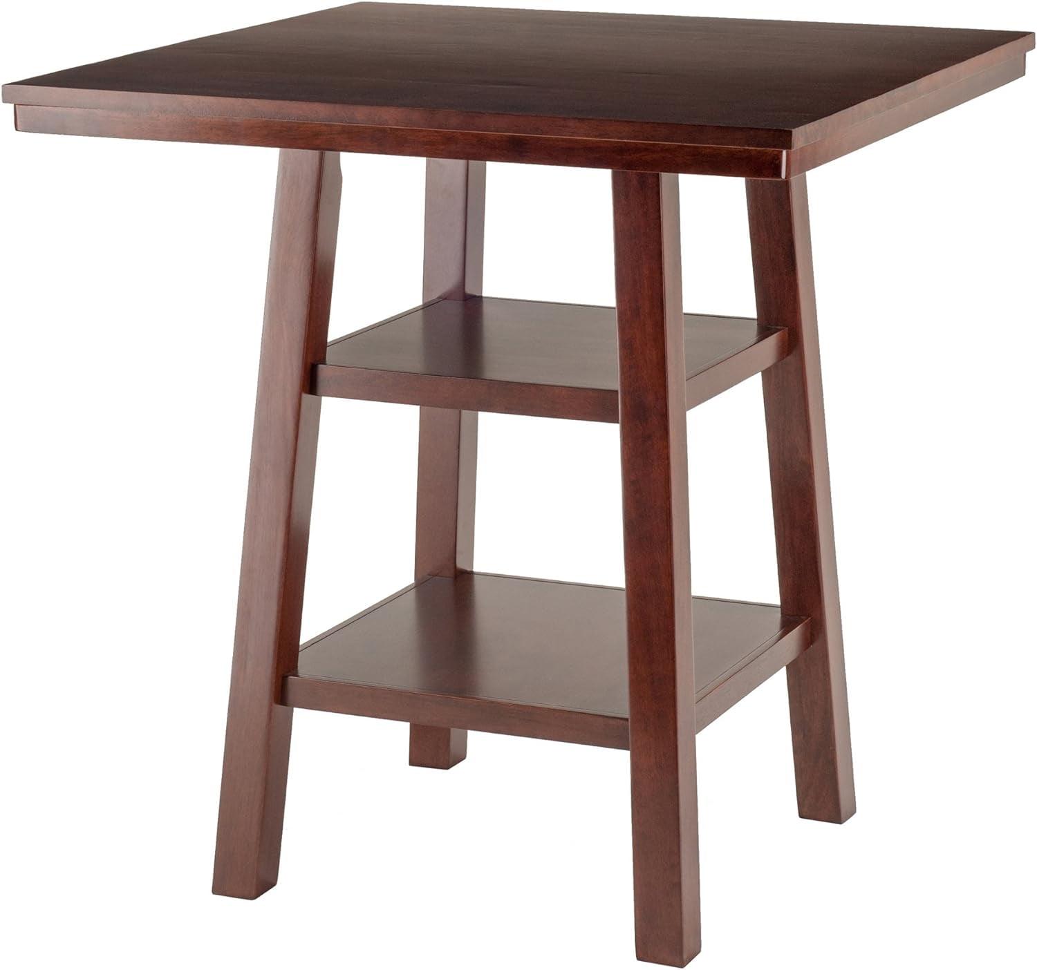 Orlando Square High Table with 2 Shelves Wood/Walnut - Winsome