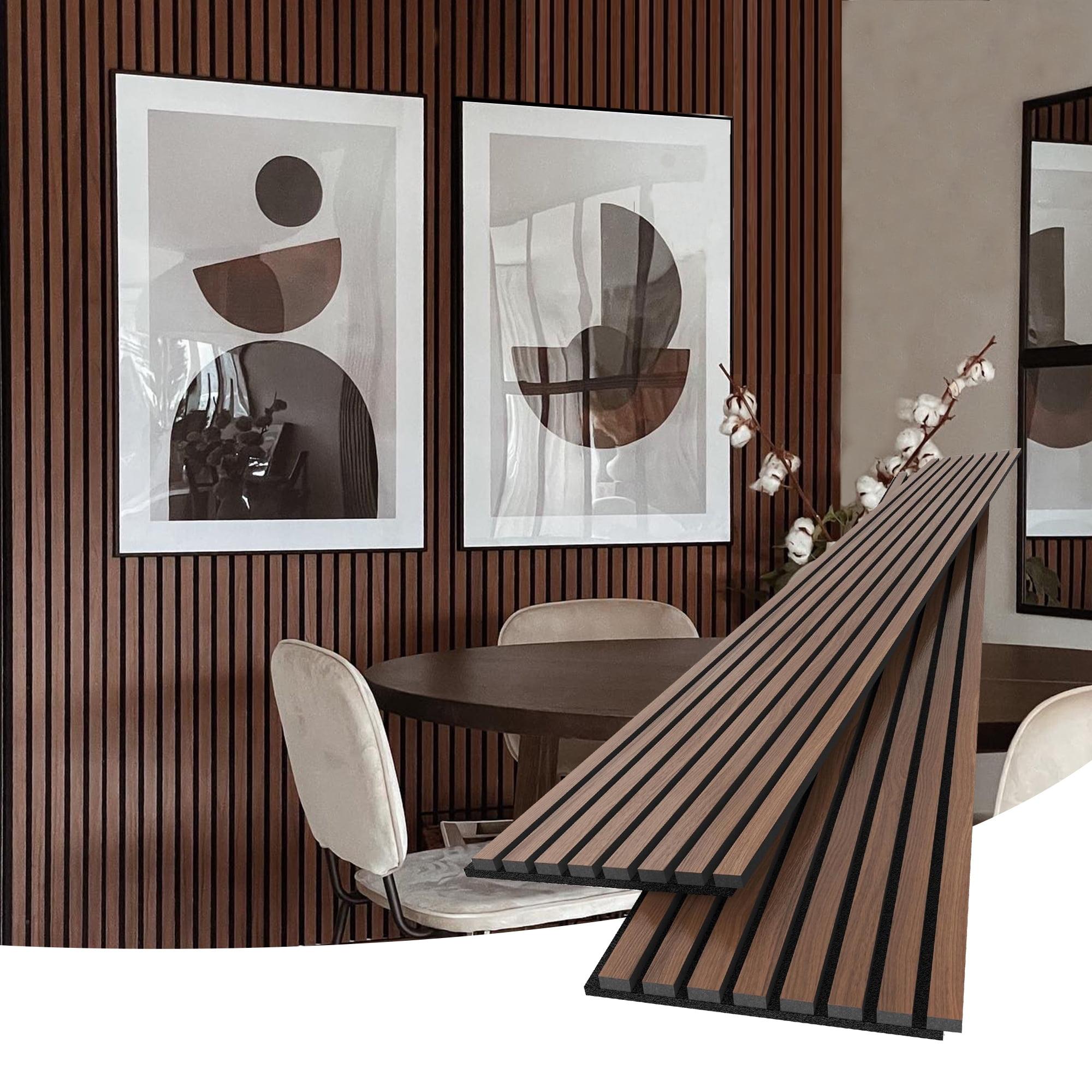 Wanttii Wood Slat Wall Panel, 94.49 x 12.6 Inch Acoustic Wood Wall Panels for Wall and Ceilings, 3D Wall Panels for Interior Wall Decor, 2 Pack, White