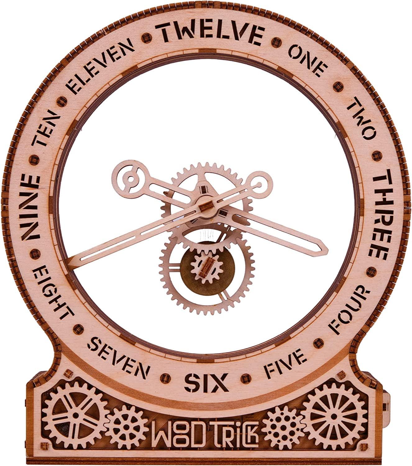 Wood Trick Modern Kinetic Clock 3D Wooden Puzzles for Adults and Kids to Build - Magic Mechanism Aesthetic Design - Model Kits for Adults - Engineering DIY Wooden Models for Adults to Build