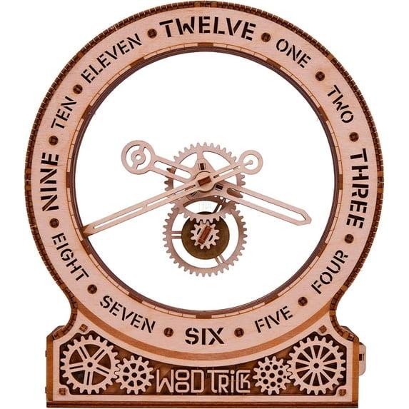 Wood Trick Modern Kinetic Clock 3D Wooden Puzzles for Adults and Kids to Build - Magic Mechanism Aesthetic Design - Model Kits for Adults - Engineering DIY Wooden Models for Adults to Build