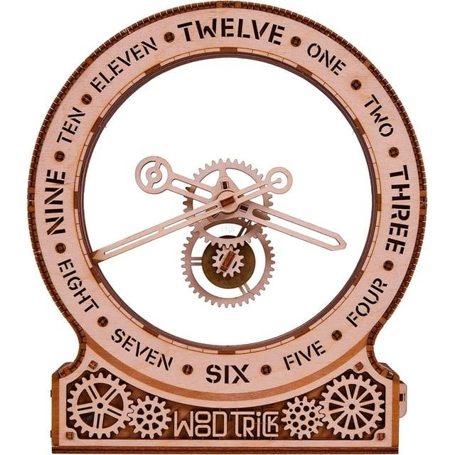 Wood Trick Modern Kinetic Clock 3D Wooden Puzzles for Adults and Kids to Build - Magic Mechanism Aesthetic Design - Model Kits for Adults - Engineering DIY Wooden Models for Adults to Build