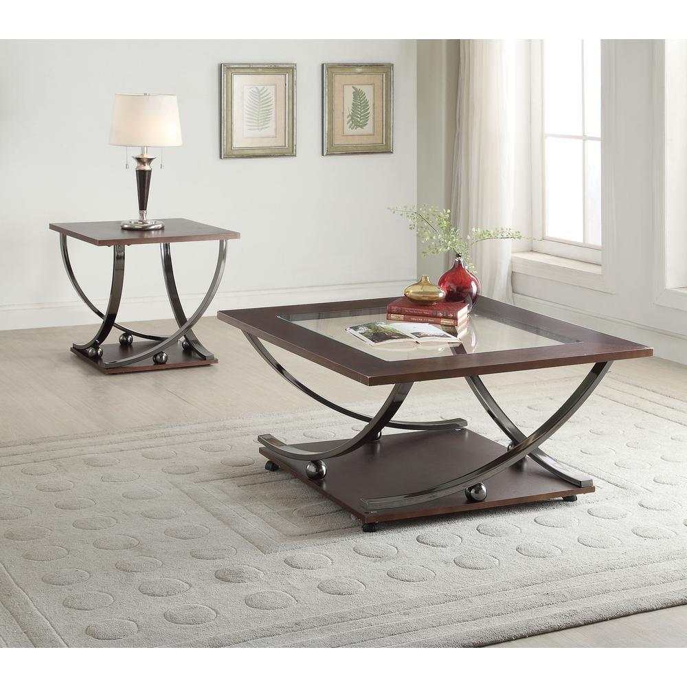 ACME Isiah End Table in Black Nickel 80357
