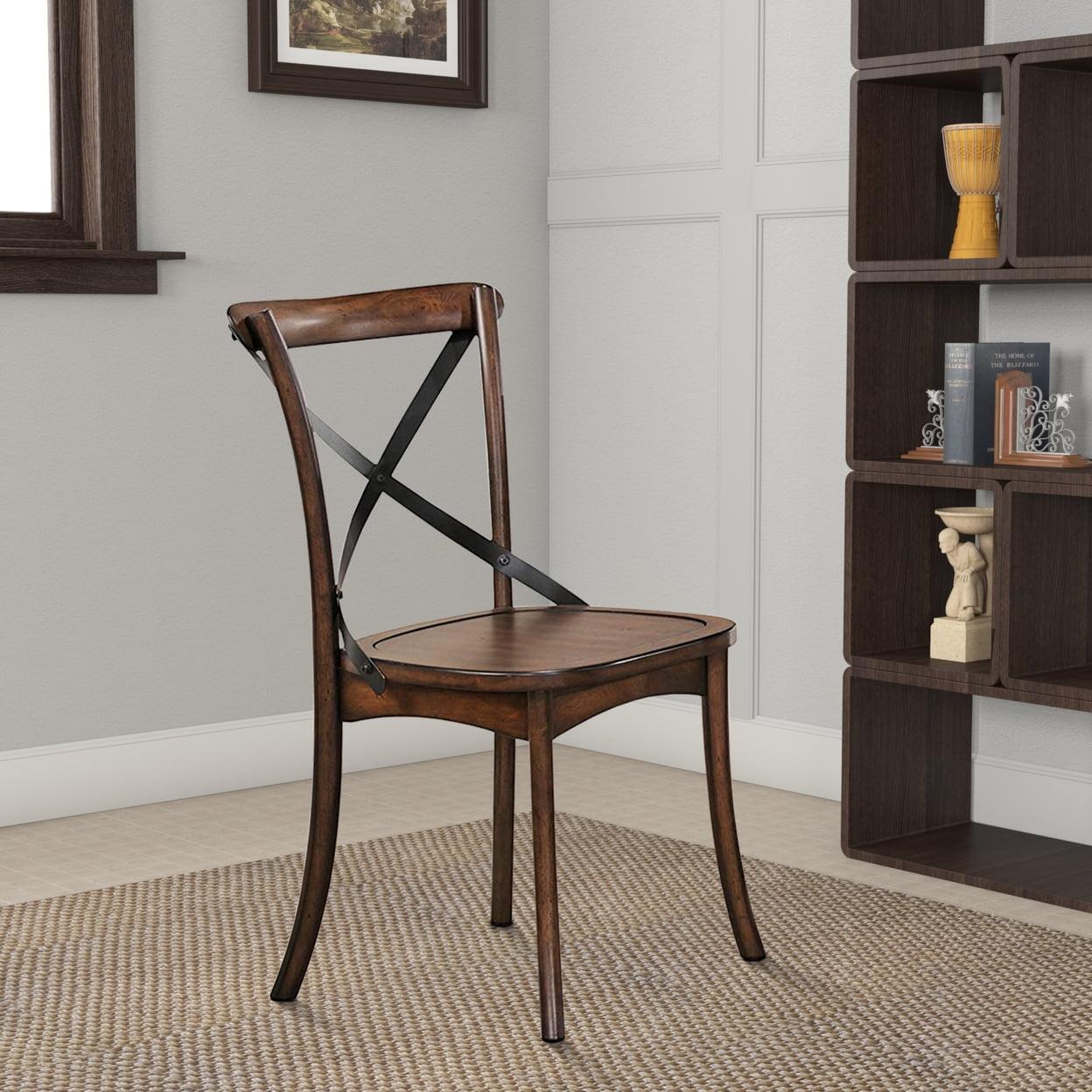 Dark Oak and Black Cross Back Dining Side Chair Set