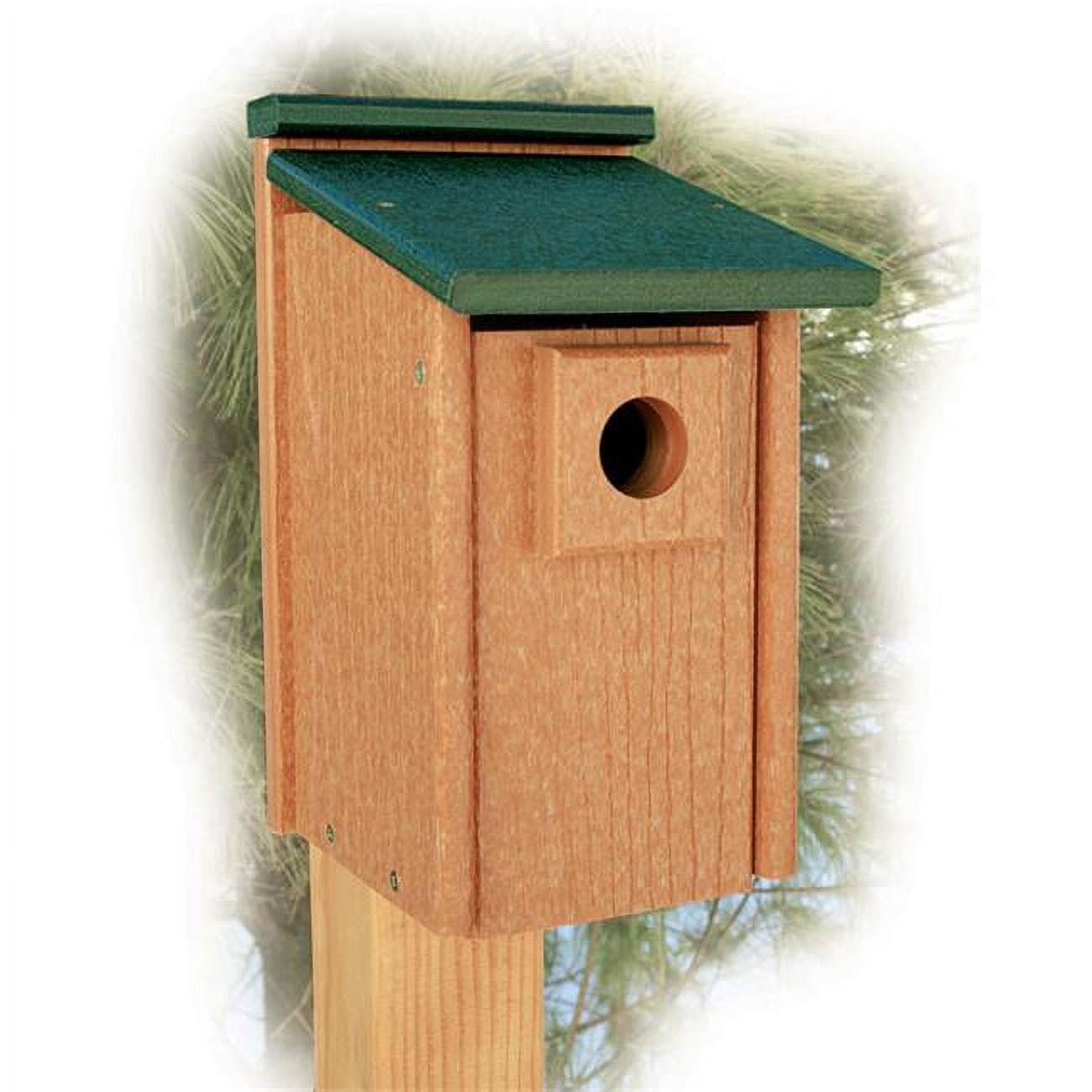 Green and Cedar Brown Recycled Plastic Bluebird House