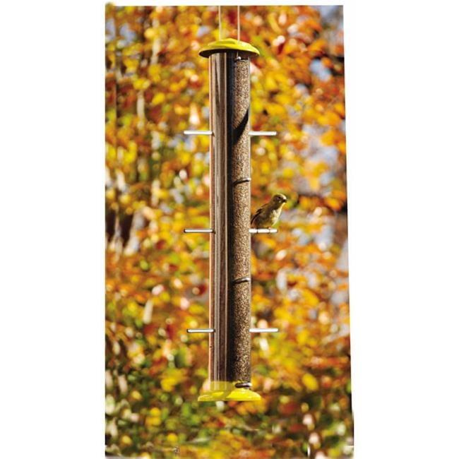 Yellow and Green Metal Hanging Tube Bird Feeder