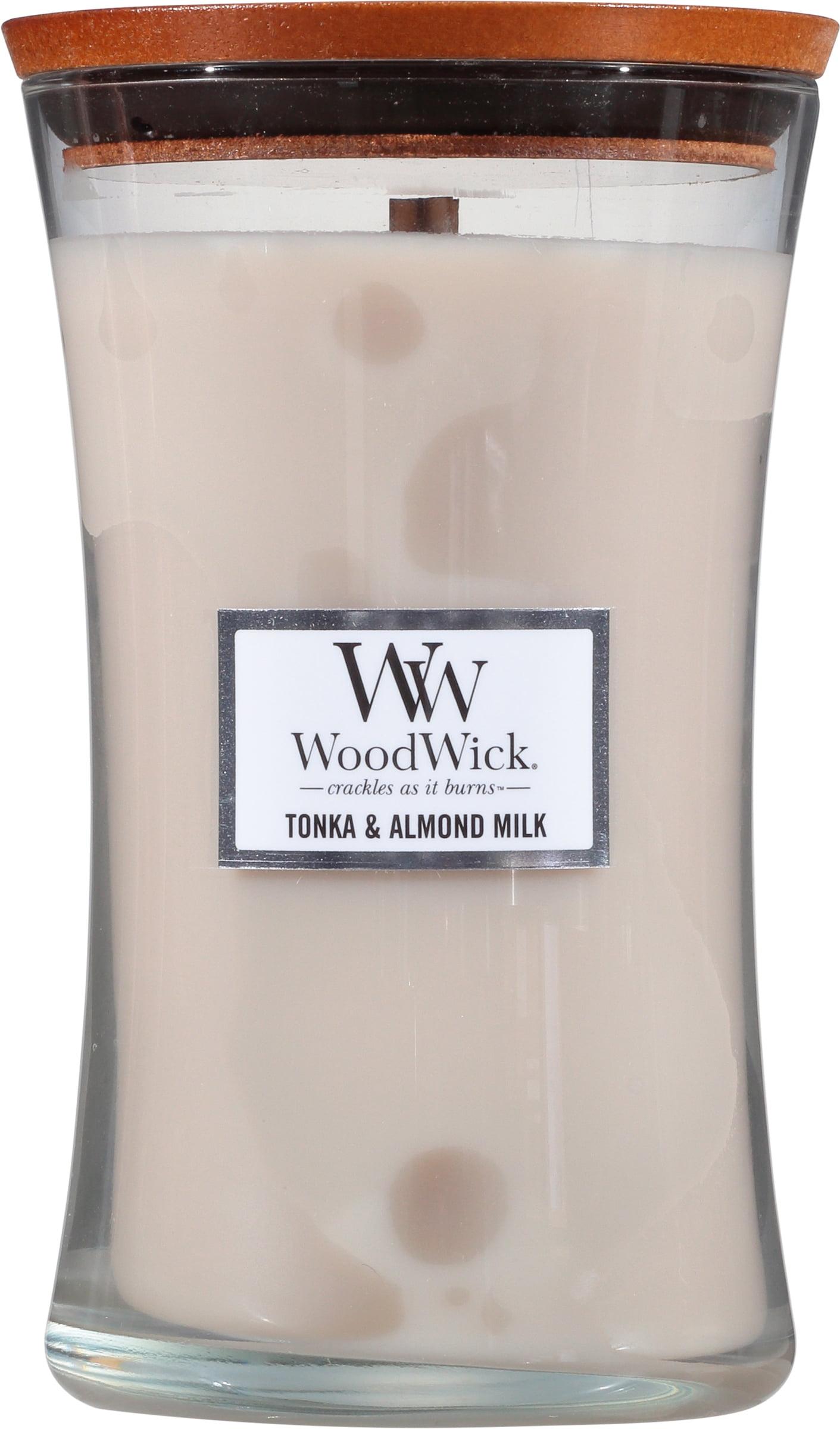 Woodwick Large Hourglass Candle, Tonka & Almond Milk, 21.5 oz