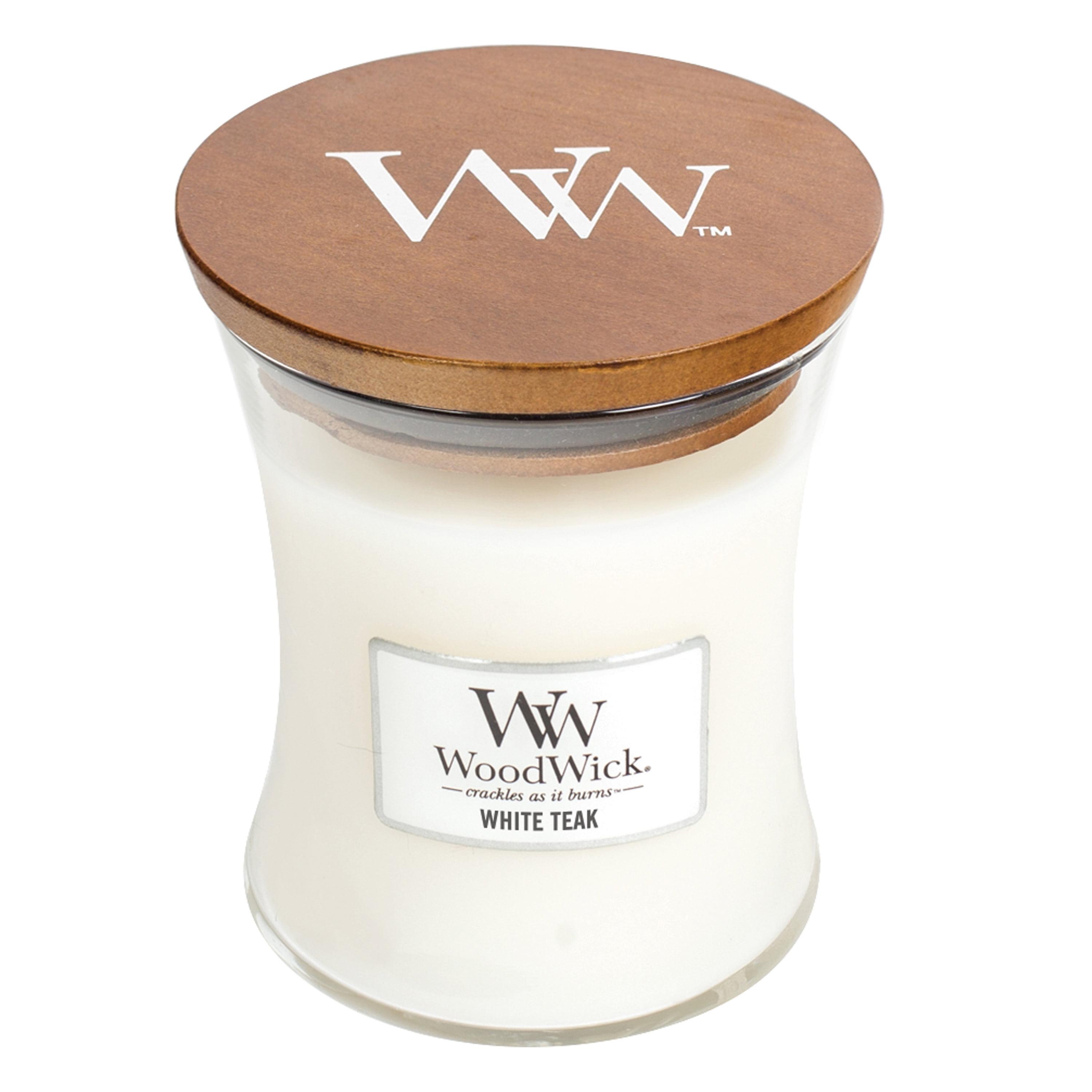 WoodWick Medium Hourglass Scented Candle, White Teak, 9.7 oz