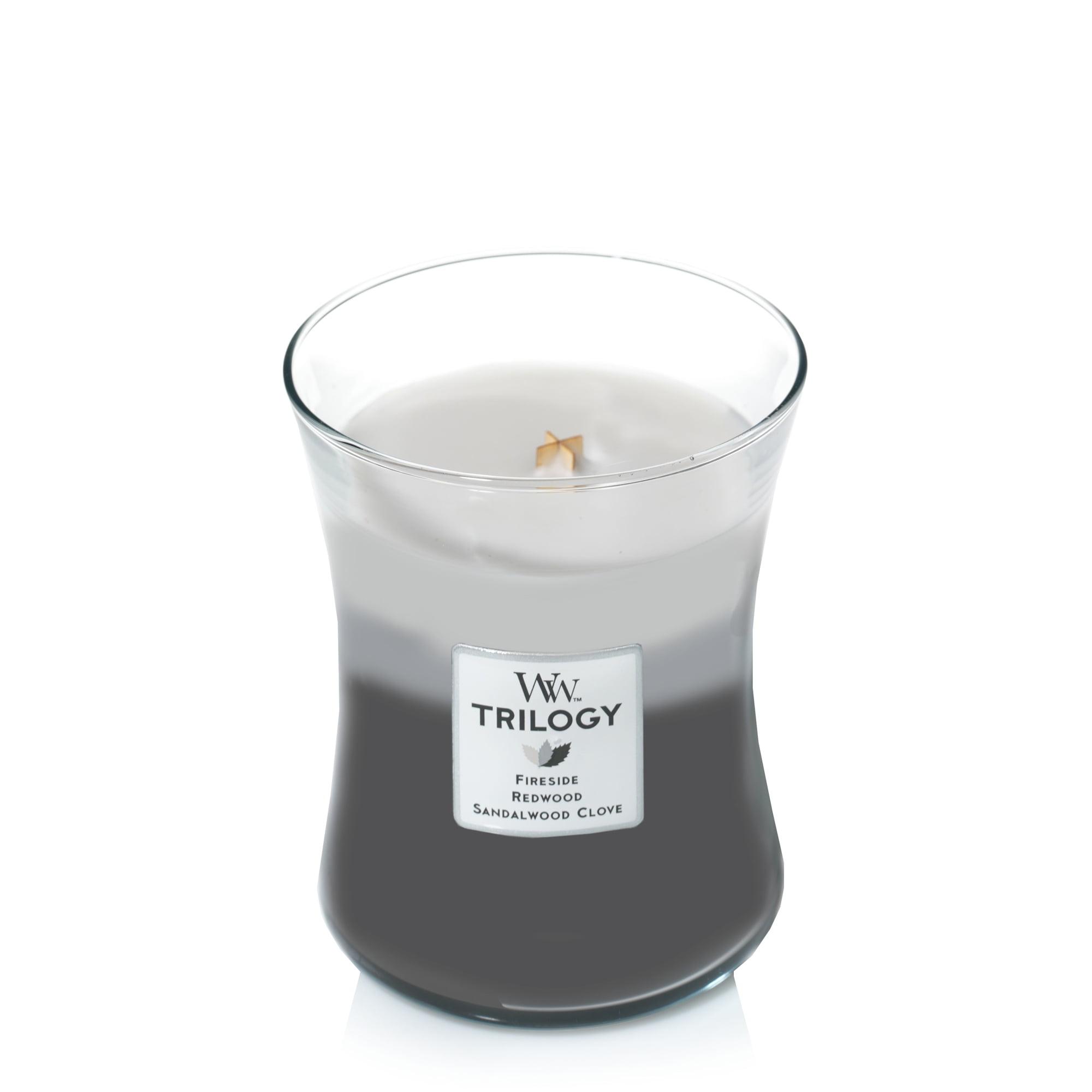 WoodWick Medium Hourglass Trilogy Scented Candle, Warm Woods, 9.7 oz