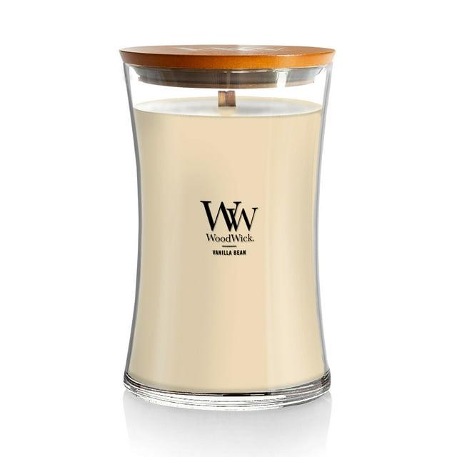 21.5oz Large Hourglass Jar Candle Vanilla Bean - WoodWick: Soy & Paraffin Blend, Crackling Wooden Wick, 120hr Burn Time
