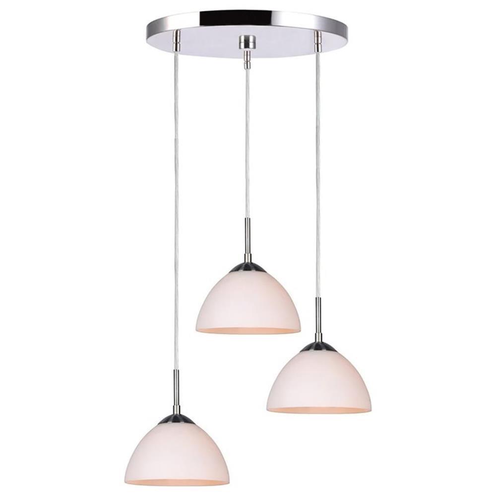 Alexis 3-Light Satin Nickel and White Glass Pendant