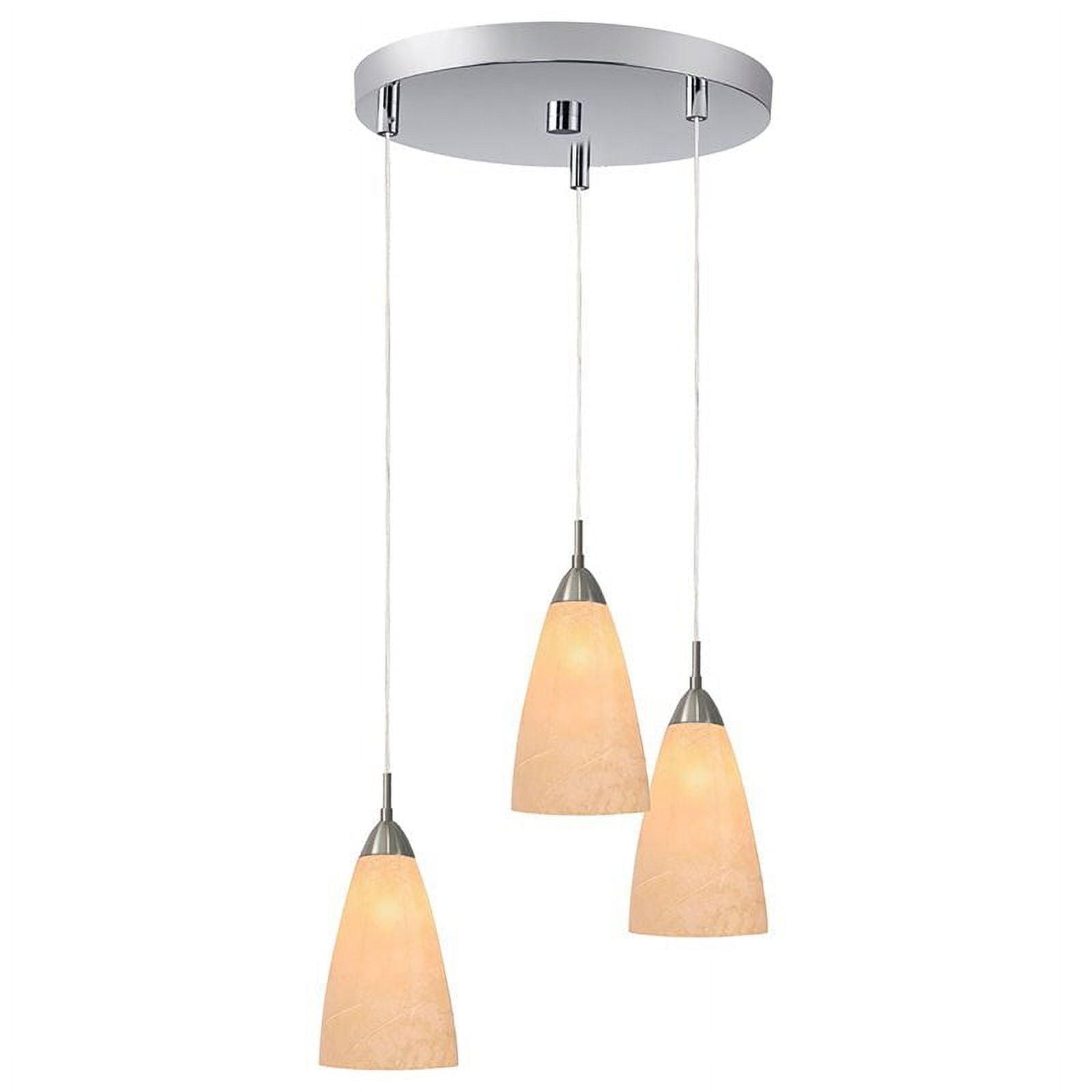 Matte Glass and Satin Nickel 3-Light Pendant