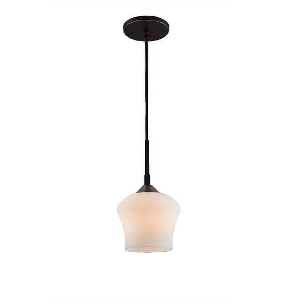 Bronze Mini Pendant with Frosted Opal Glass Shade