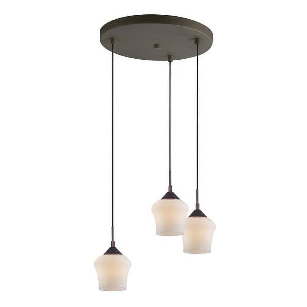 Woodbridge Lighting Belmont 3-Light Steel Metal & Glass Mini Pendant in Bronze