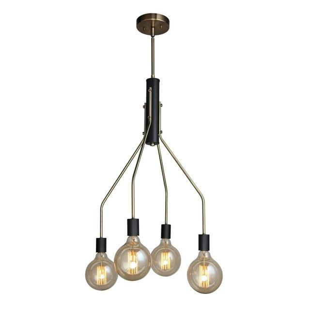 Woodbridge Lighting Bentley 4-Light G125 Metal Chandelier in Brass/Black