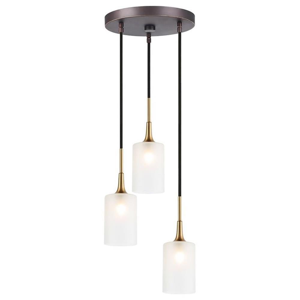 Contemporary Brass and Glass 3-Light Adjustable Pendant