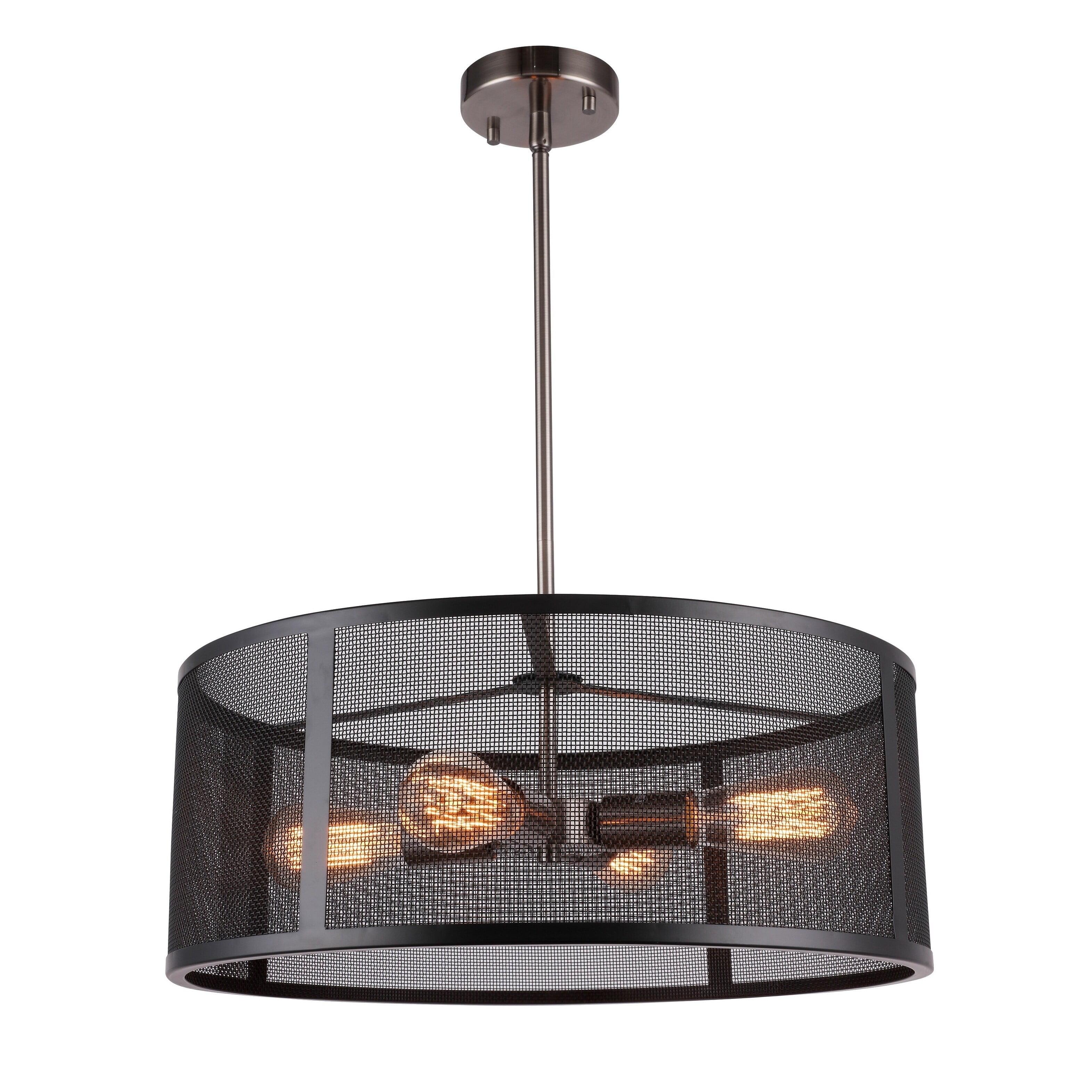 Drake Antique Nickel and Black Mesh 4-Light Pendant