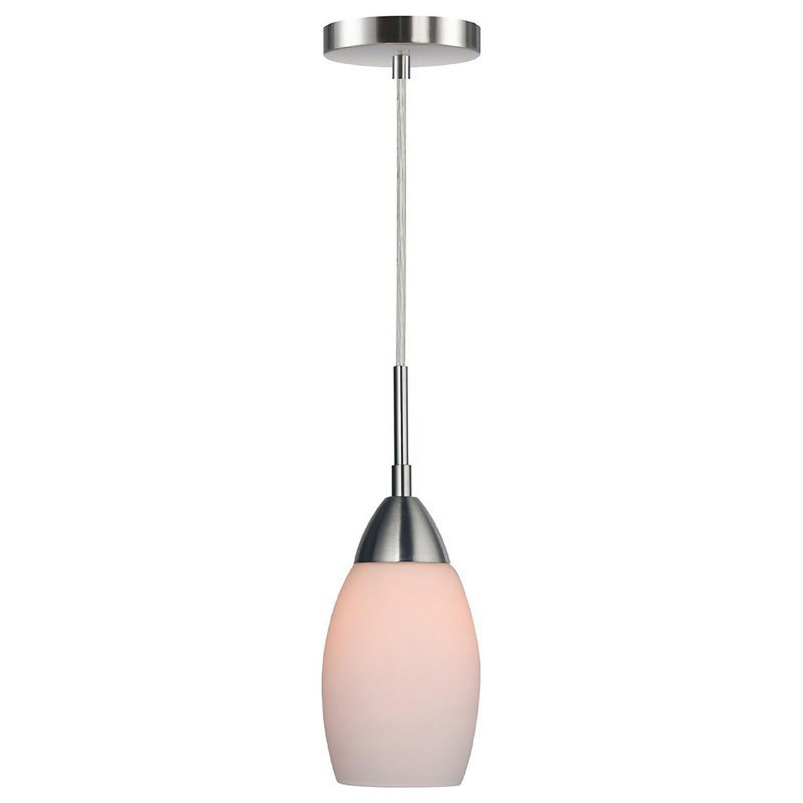 Woodbridge Lighting Olivia 1-Light Glass Mini-Pendant in Satin Nickel/Opal