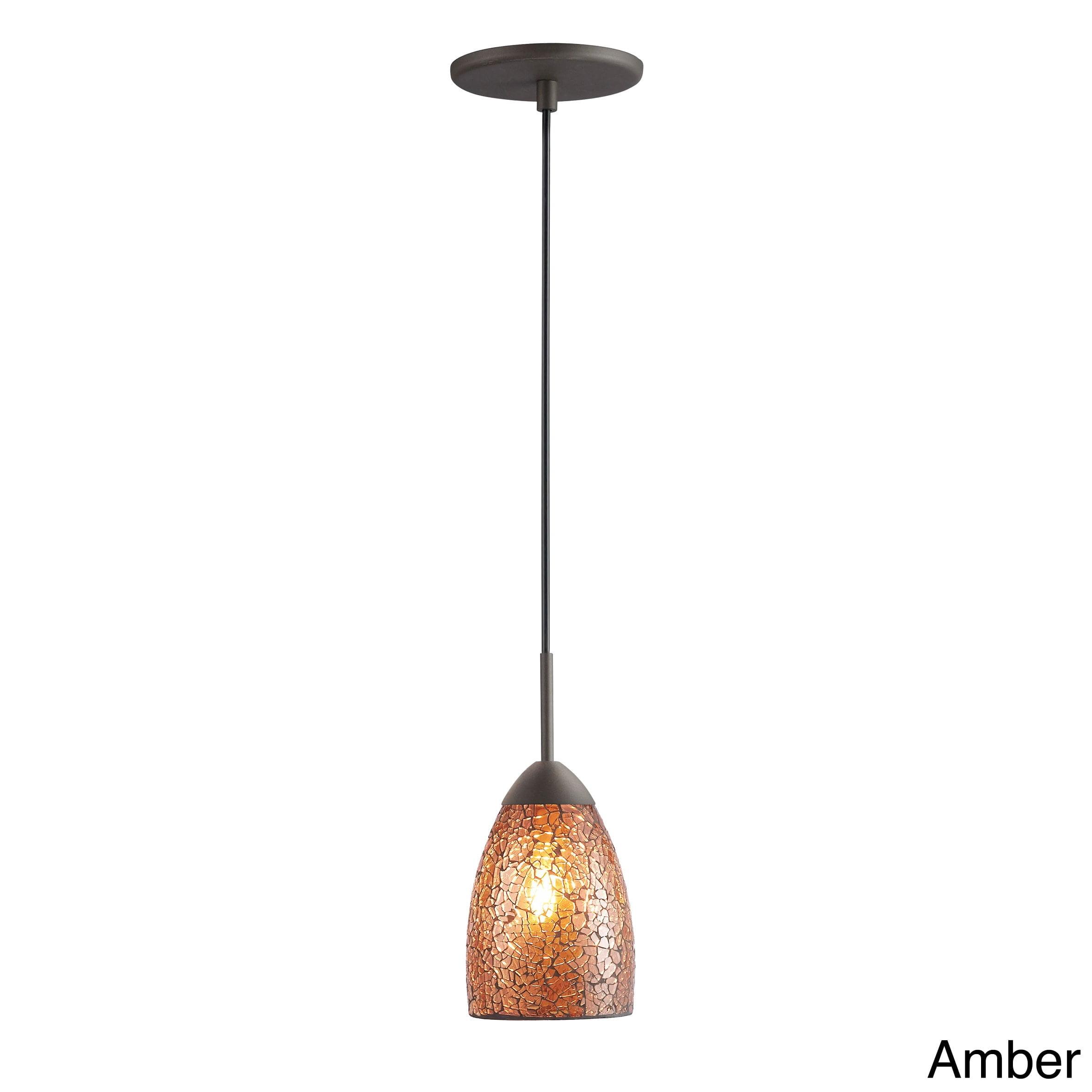 Bronze and Amber Glass Mini Pendant Light