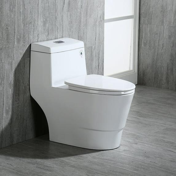 1.28 GPF Elongated ADA Height One Piece Dual-Flush Toilet with Soft-Closing Seat,MAP Flushing 1000G