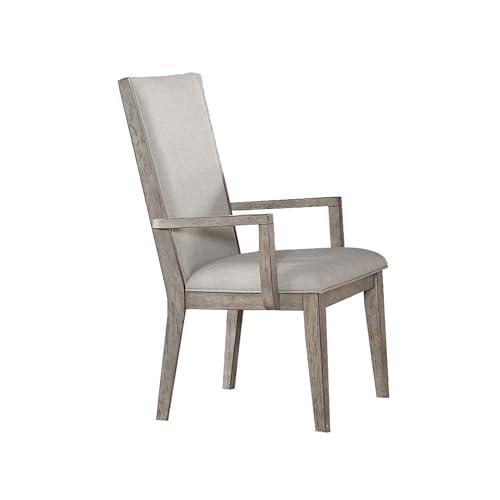 Set Of 2 Fabric Arm Chair, Gray Oak Fabric Upholstered Armchair