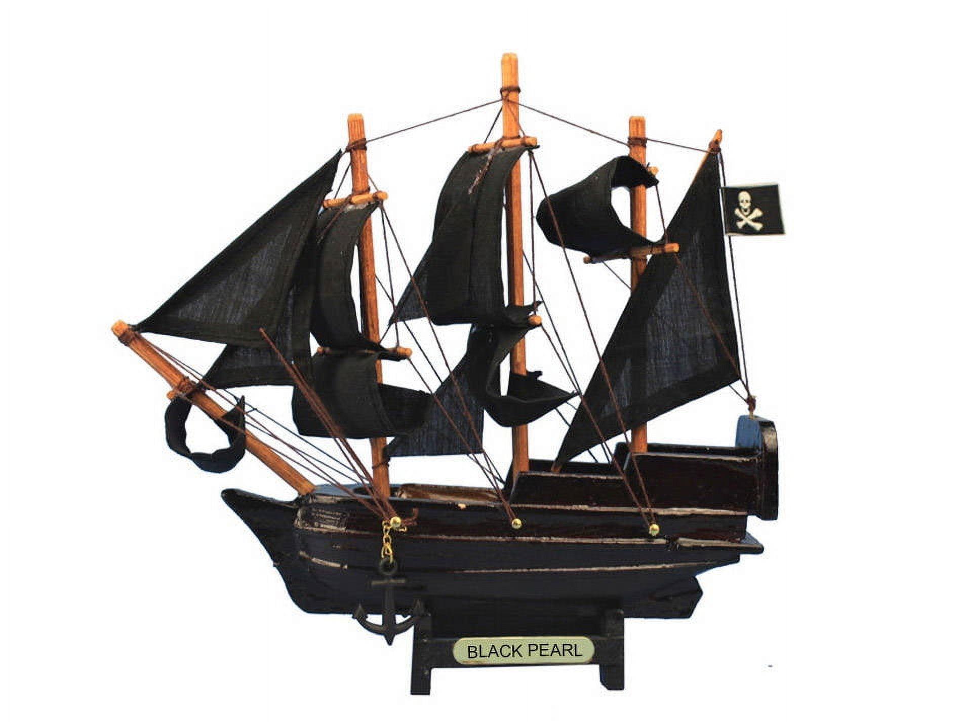 Handcrafted Model Ships Black-Pearl-7 7 in. Wooden Pearl Pirates of the Caribbean Model Pirate Ship, Black