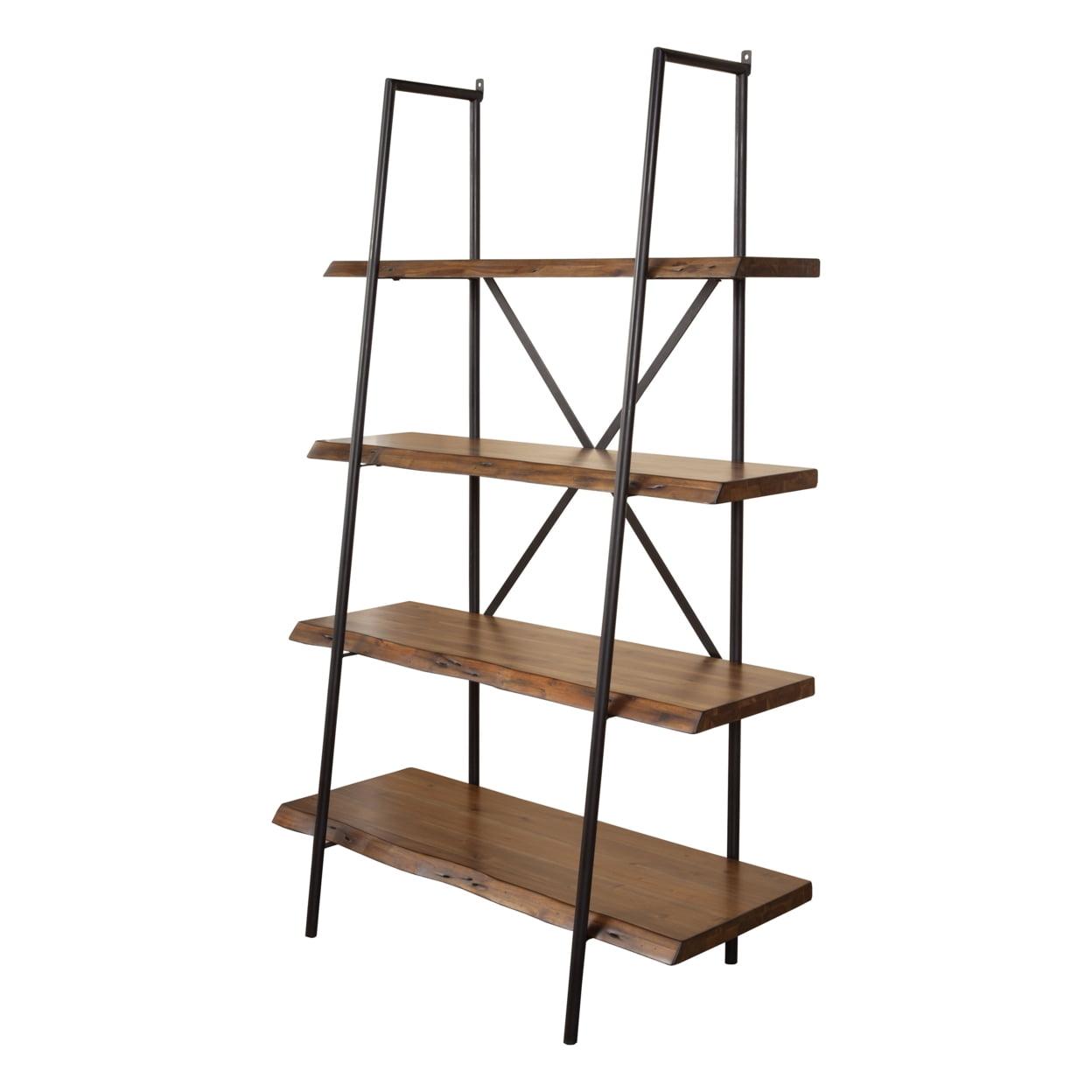 Adjustable Industrial-Transitional 48" Black and Brown Wood-Metal Bookshelf