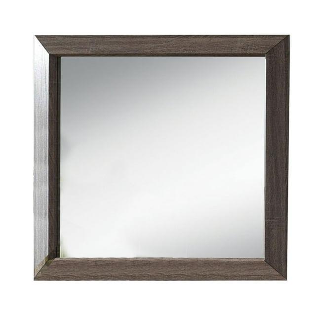 Wooden Clean Lines Framed Mirror with Rectangular ShapeWeathered Gray - Saltoro Sherpi