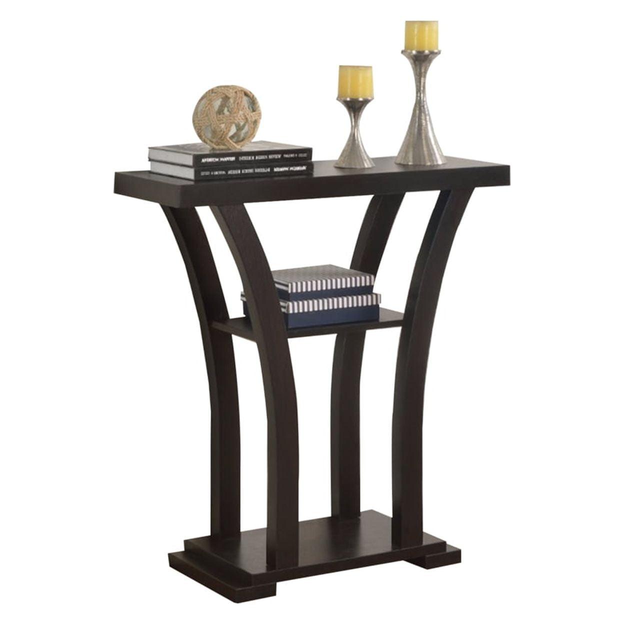 Espresso Elegance Wood & Glass 32" Console Table with Storage